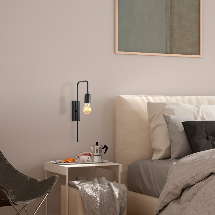 Opviq Lámpara de pared negra moderna de metal